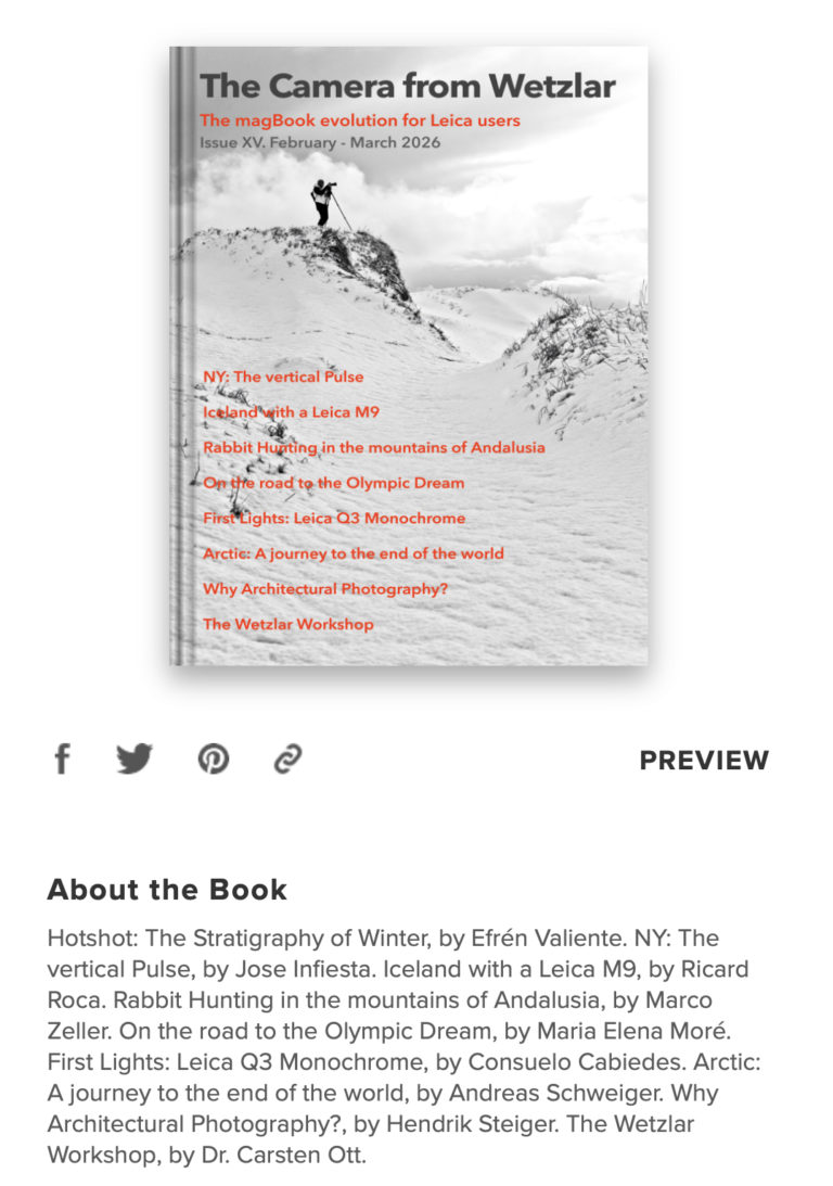 Sincerely welcomed to TCFW, the premier independent publication for the discerning Leica Community and Photography purists